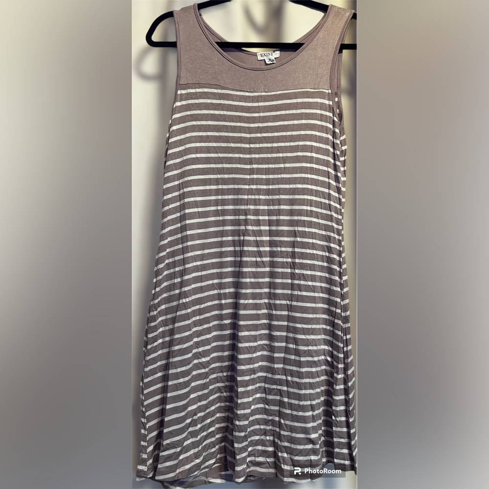 Light Purple and White Striped Dress. Sleeveless. Breathable and lightweight. M.